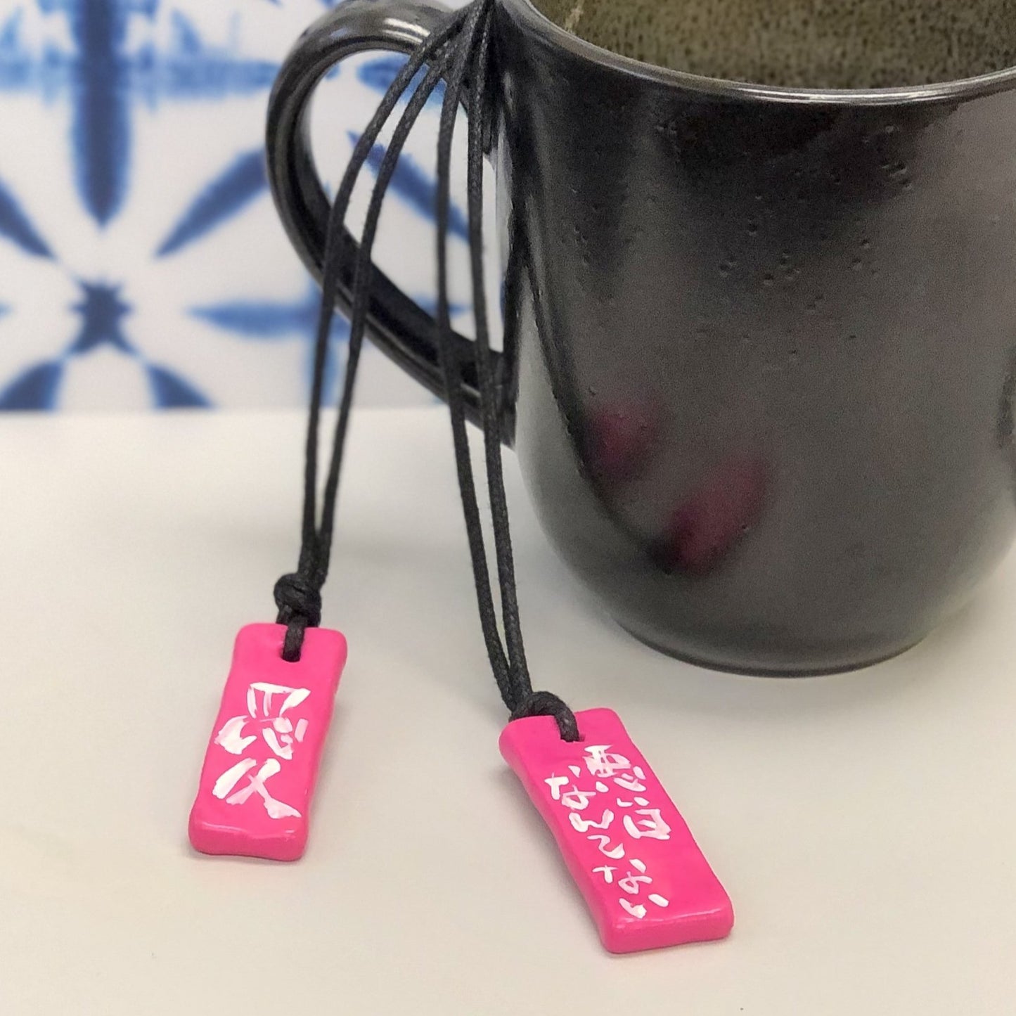 Calligraphy on Pink Calligraphy Jewelry